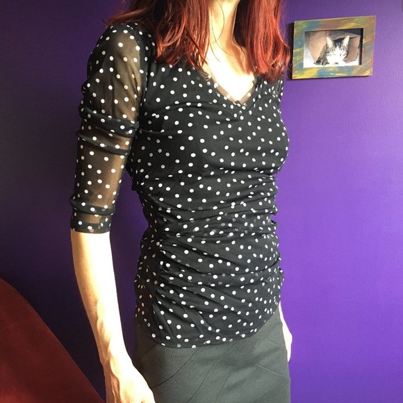 Black and White Polka Dot Top - Picture 1 of 3